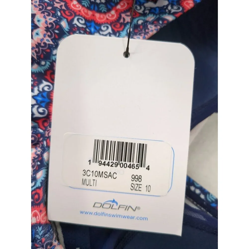 Dolfin Aquashape Swimsuit One Piece Womens 10 Tummy Control Red Pink Blue‎ New
